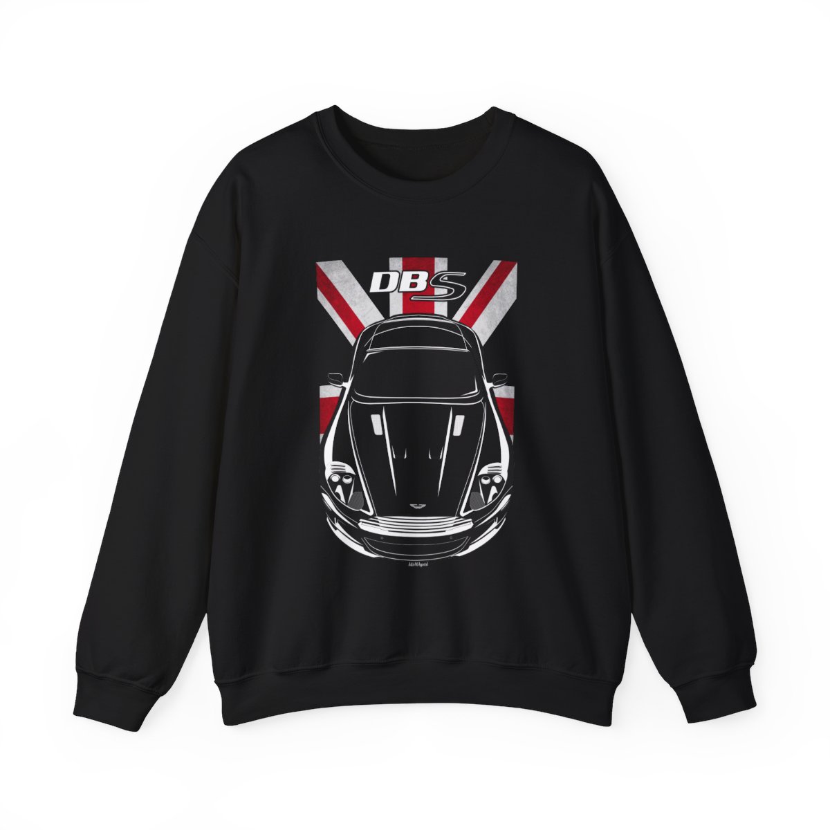 Aston Martin DBS V12 Sweatshirt - UK Flag Crewneck Black by Auto Art Apparel
