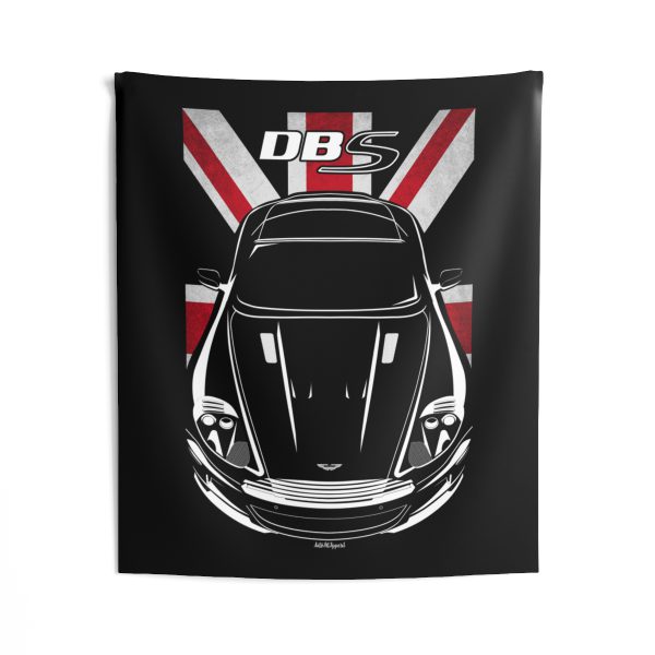 Aston Martin DBS V12 Tapestry - UK Flag Wall Art 50 x 60 inch by Auto Art Apparel