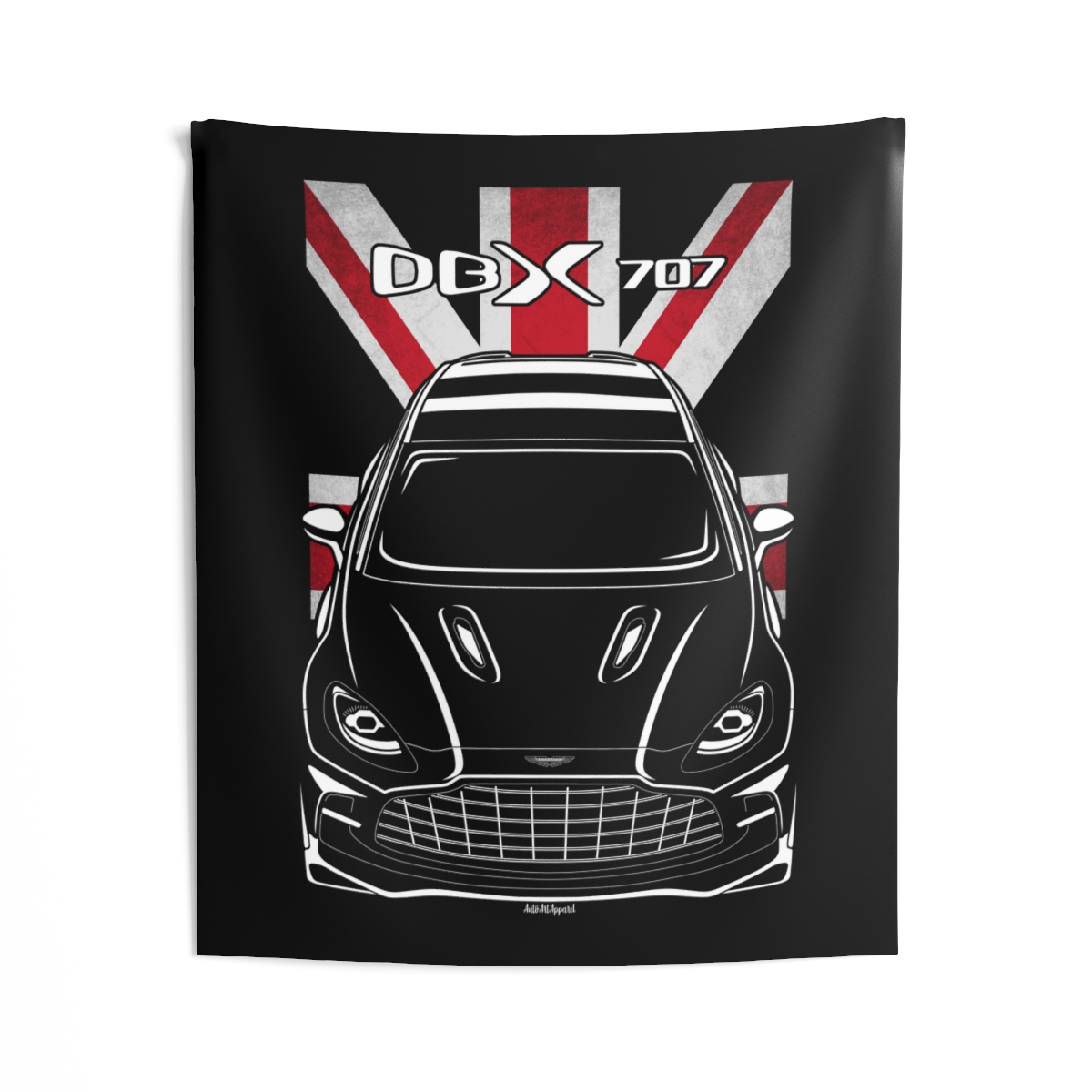 Aston Martin DBX707 Tapestry - UK Flag Wall Art 50 x 60 inch by Auto Art Apparel