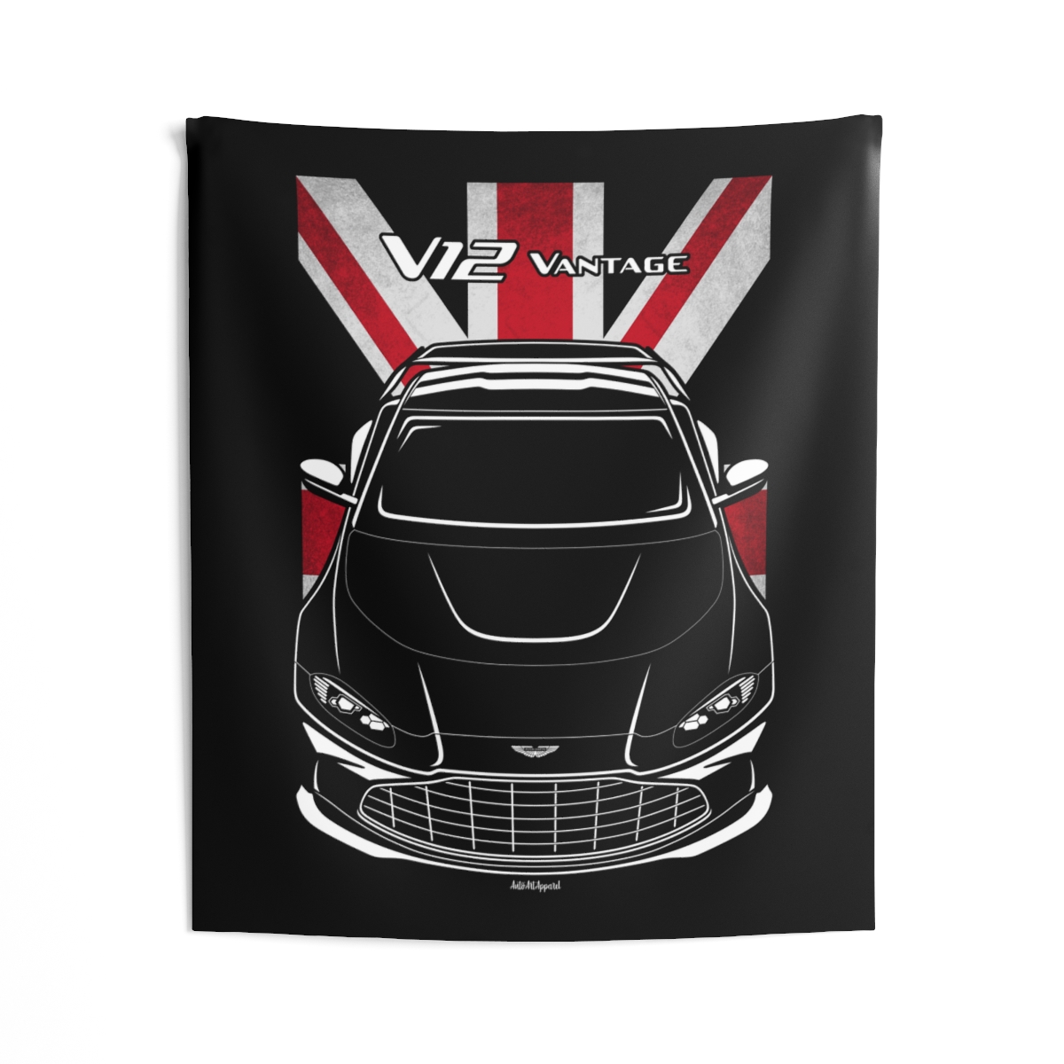 Aston Martin V12 Vantage 2022-2024 Tapestry - UK Flag Wall Art 50 x 60 inch by Auto Art Apparel