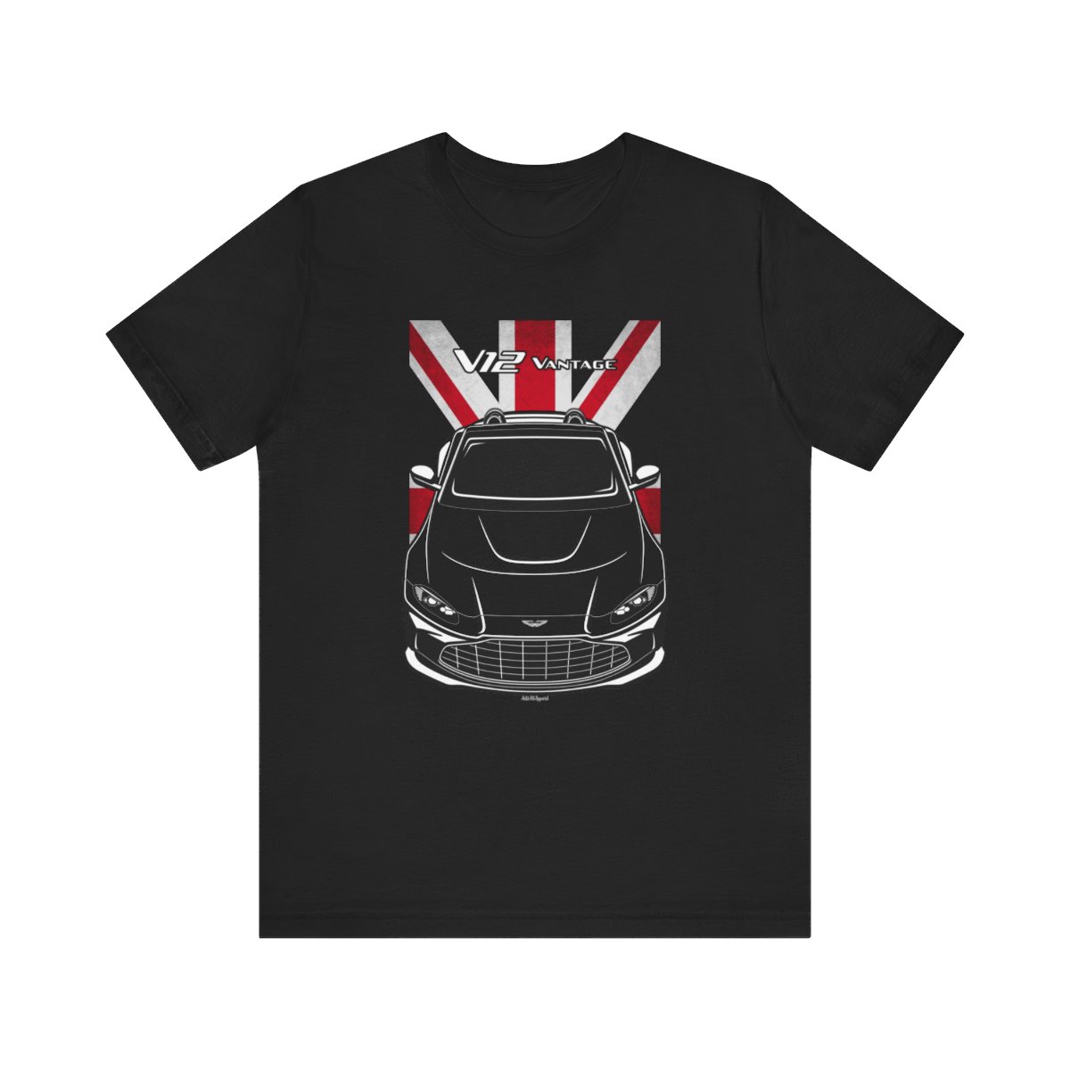 Aston Martin V12 Vantage Roadster 2022-2024 T-shirt - UK Flag Shirt by Auto Art Apparel