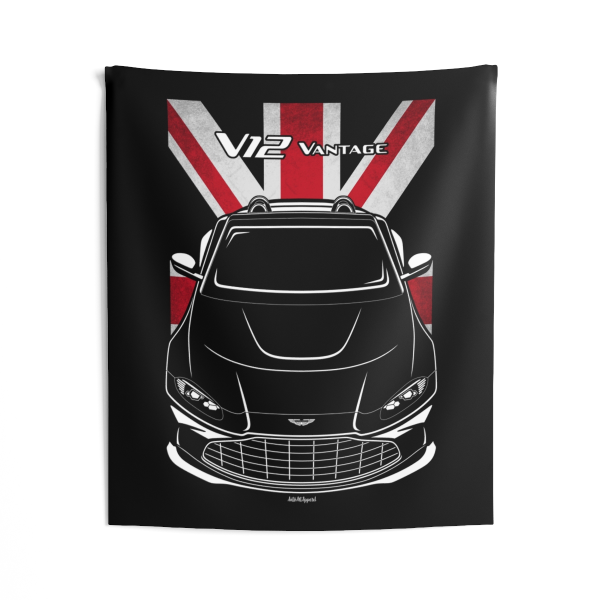Aston Martin V12 Vantage Roadster 2022-2024 Tapestry - UK Flag Wall Art 50 x 60 inch by Auto Art Apparel