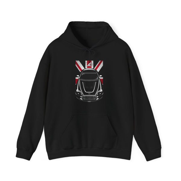 Aston Martin V12 Vantage S 2013-2018 Hoodie - UK Flag Hooded Sweatshirt Black by Auto Art Apparel