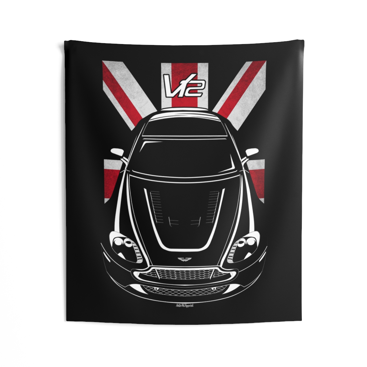 Aston Martin V12 Vantage S 2013-2018 Tapestry - UK Flag Wall Art 50 x 60 inch by Auto Art Apparel