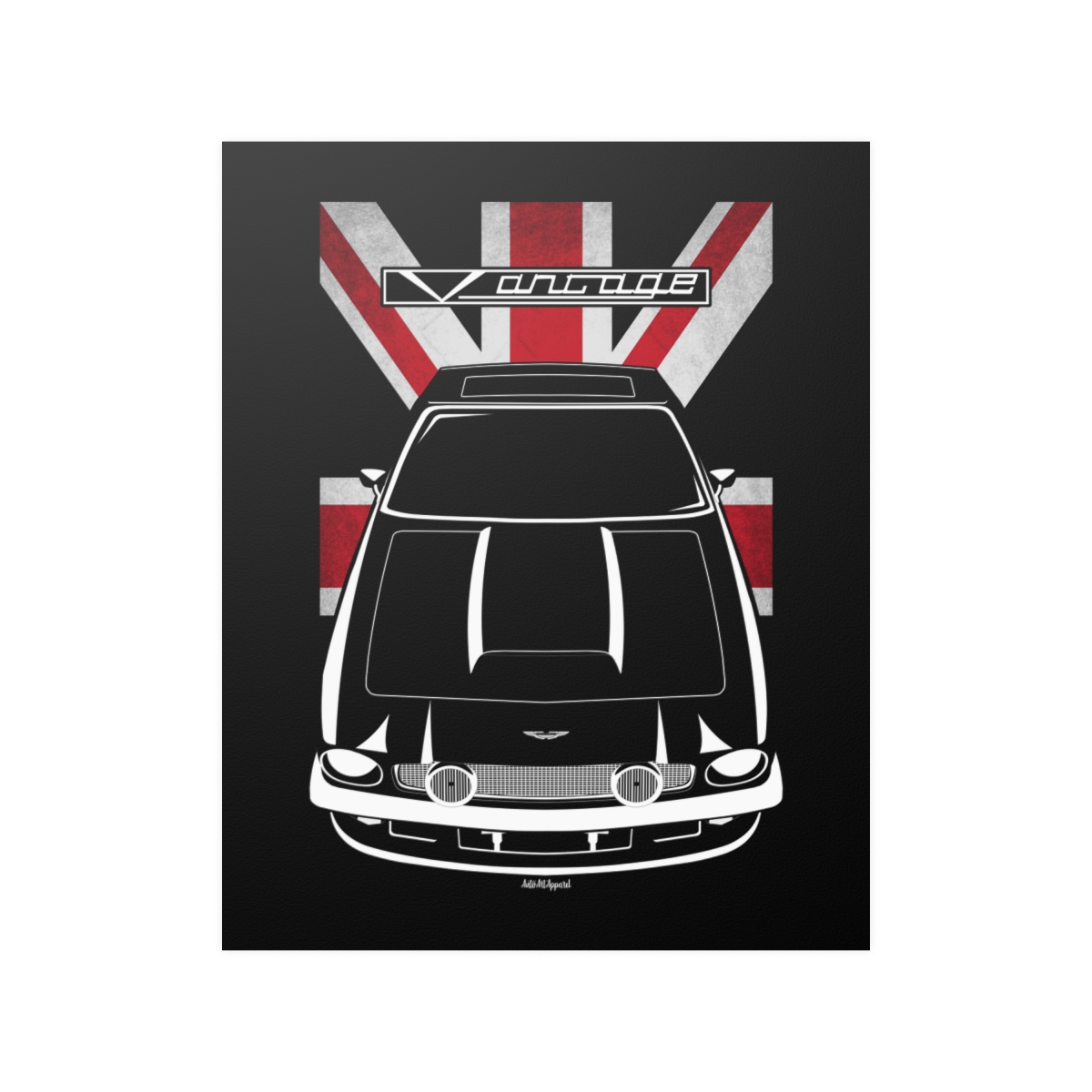 Aston Martin V8 Vantage 1978-1989 Poster - UK Flag Print 16 x 20 inch by Auto Art Apparel