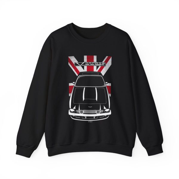 Aston Martin V8 Vantage 1978-1989 Sweatshirt - UK Flag Crewneck Black by Auto Art Apparel