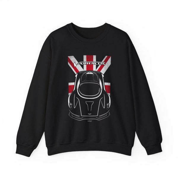 Aston Martin Valhalla Concept Sweatshirt - UK Flag Crewneck Black by Auto Art Apparel