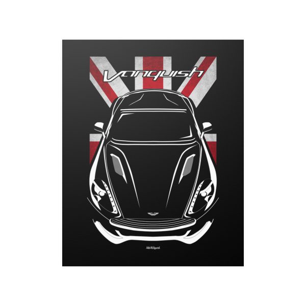 Aston Martin Vanquish 2012-2018 Poster - UK Flag Print 16 x 20 inch by Auto Art Apparel