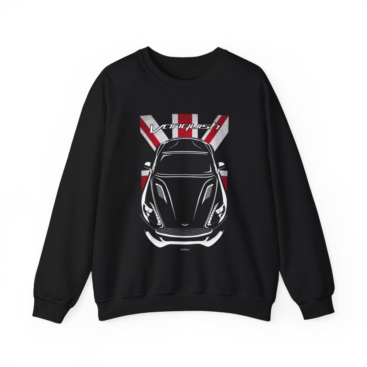 Aston Martin Vanquish 2012-2018 Sweatshirt - UK Flag Crewneck Black by Auto Art Apparel