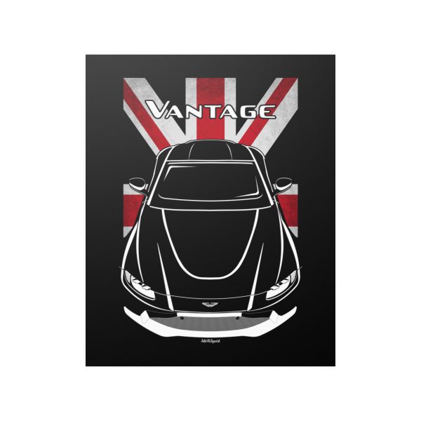 Aston Martin Vantage 2018-2024 Poster - UK Flag Print 16 x 20 inch by Auto Art Apparel
