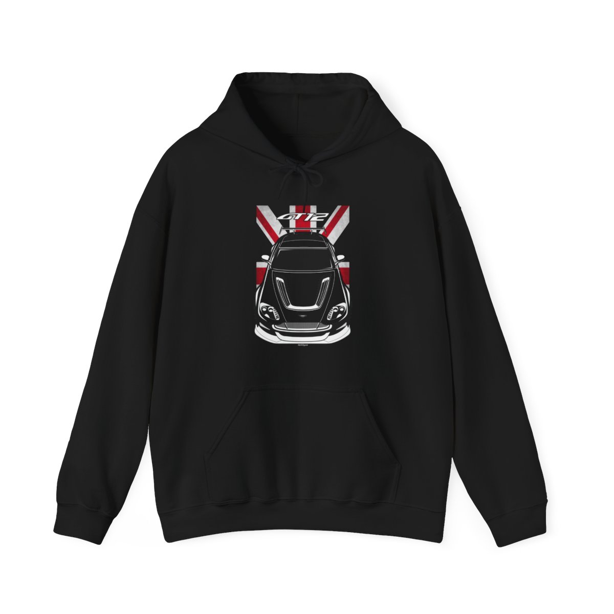 Aston Martin Vantage GT12 Hoodie - UK Flag Hooded Sweatshirt Black by Auto Art Apparel