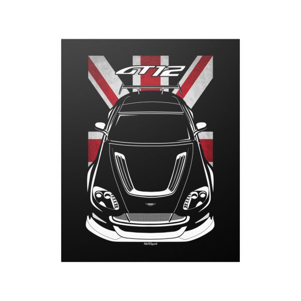 Aston Martin Vantage GT12 Poster - UK Flag Print 16 x 20 inch by Auto Art Apparel