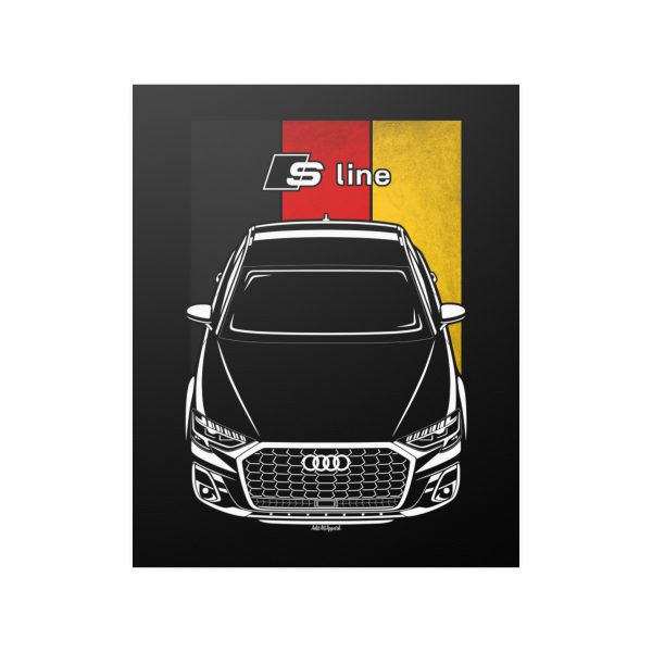 Audi A8 S line 2022-2024 Poster - Germany Flag Print 16 x 20 inch by Auto Art Apparel