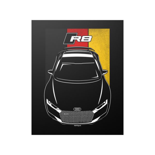Audi R8 2016-2018 Poster - Germany Flag Print 16 x 20 inch by Auto Art Apparel