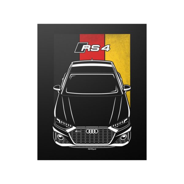 Audi RS4 Sedan 2020-2023 Poster - Germany Flag Print 16 x 20 inch by Auto Art Apparel