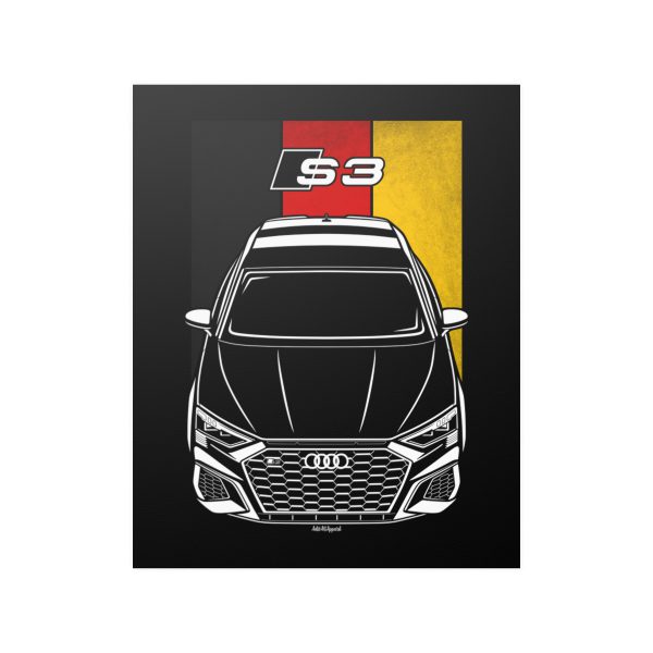 Audi S3 Hatchback 2021-2024 Poster - Germany Flag Print 16 x 20 inch by Auto Art Apparel