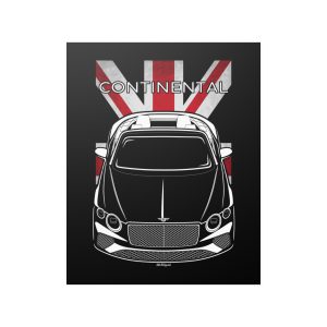 Bentley Continental GT Convertible 2019-2023 Poster - UK Flag Print 16 x 20 inch by Auto Art Apparel