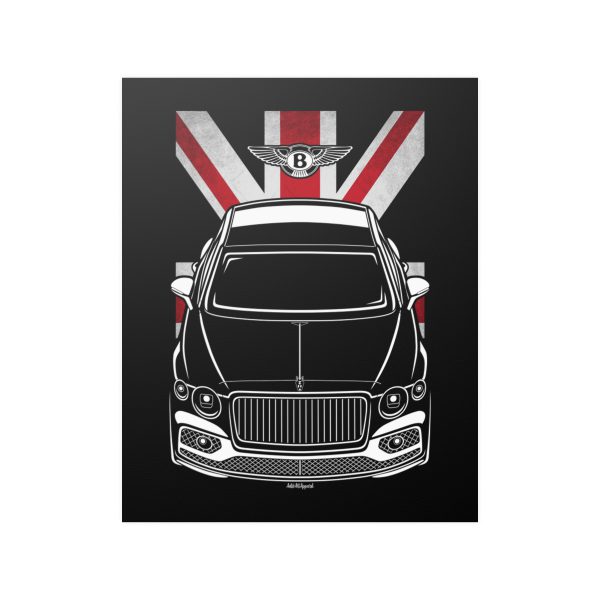 Bentley Flying Spur 2020-2024 Poster - UK Flag Print 16 x 20 inch by Auto Art Apparel