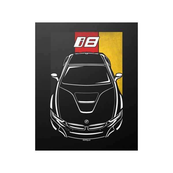 BMW i8 Poster - Germany Flag Print 16 x 20 inch by Auto Art Apparel