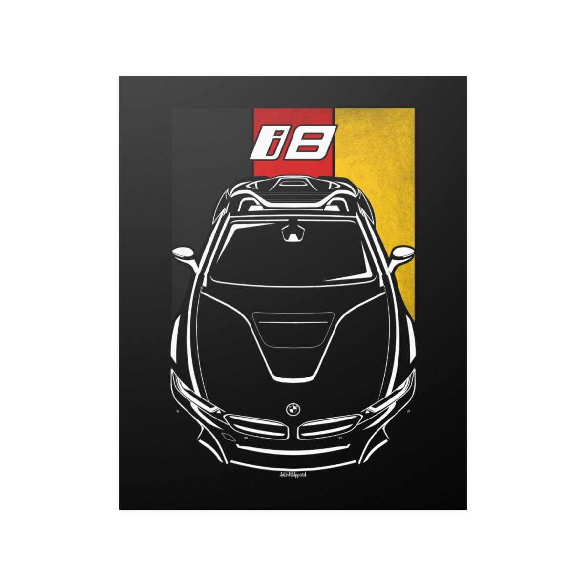 BMW i8 Roadster Poster - Germany Flag Print 16 x 20 inch by Auto Art Apparel
