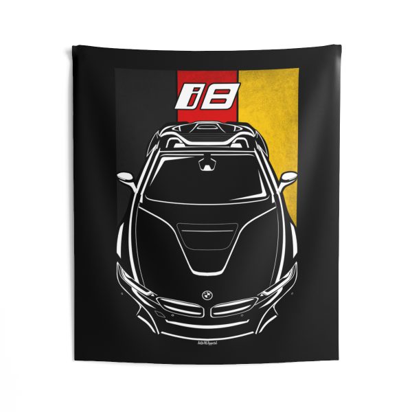 BMW i8 Roadster Tapestry - Germany Flag Wall Art 50 x 60 inch by Auto Art Apparel