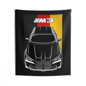 BMW M3 2021-2024 Tapestry - Germany Flag Wall Art 50 x 60 inch by Auto Art Apparel