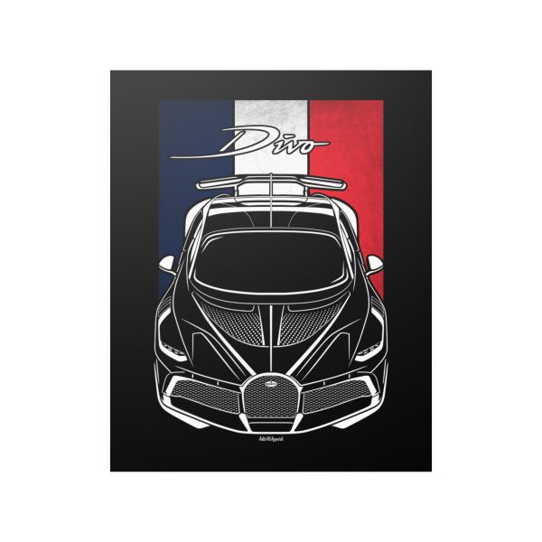 Bugatti Divo Lady Bug Poster - France Flag Print 16 x 20 inch by Auto Art Apparel