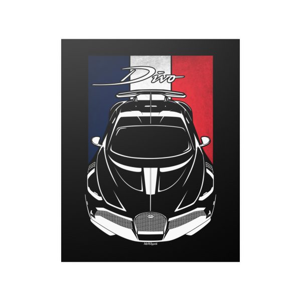 Bugatti Divo Poster - France Flag Print 16 x 20 inch by Auto Art Apparel