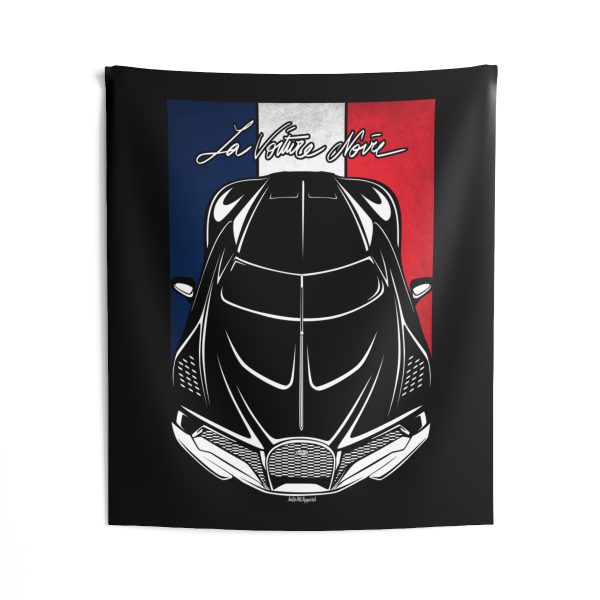 Bugatti La Voiture Noire Tapestry - France Flag Wall Art 50 x 60 inch by Auto Art Apparel