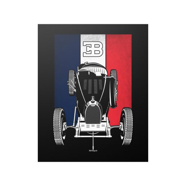 Bugatti Type 35 Poster - France Flag Print 16 x 20 inch by Auto Art Apparel