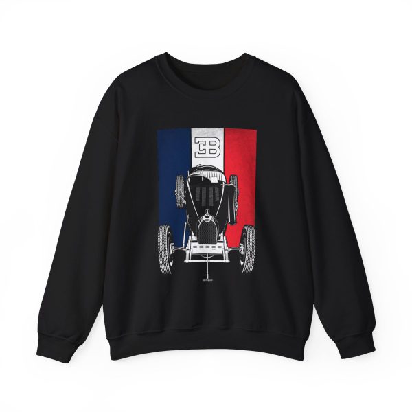 Bugatti Type 35 Sweatshirt - France Flag Crewneck Black by Auto Art Apparel