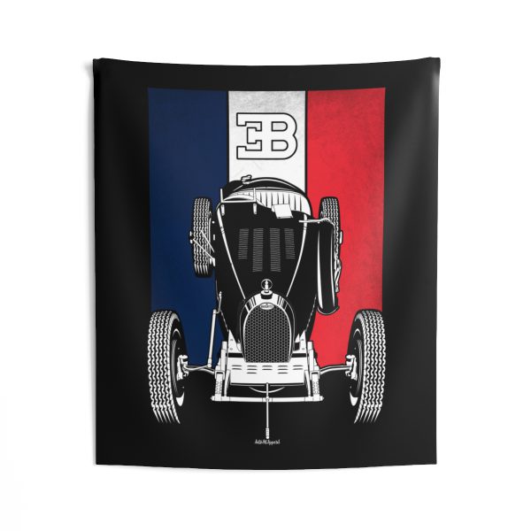 Bugatti Type 35 Tapestry - France Flag Wall Art 50 x 60 inch by Auto Art Apparel