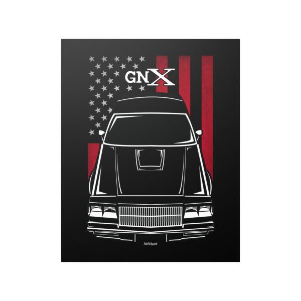 Buick Regal GNX 1987 Poster - US Flag Print 16 x 20 inch by Auto Art Apparel