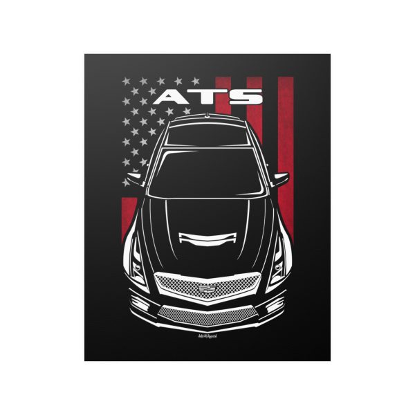 Cadillac ATS V 2016-2019 Poster - US Flag Print 16 x 20 inch by Auto Art Apparel