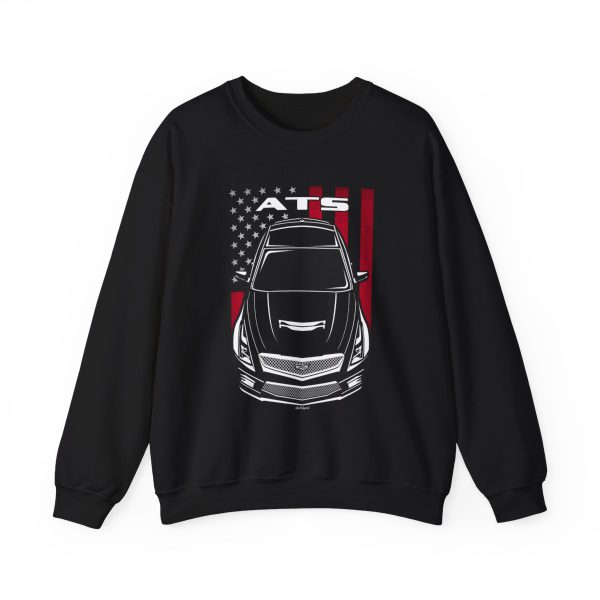 Cadillac ATS V 2016-2019 Sweatshirt - US Flag Crewneck Black by Auto Art Apparel