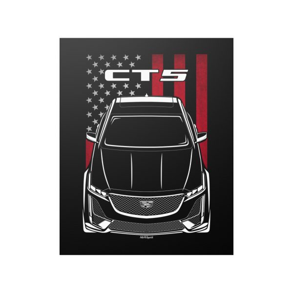 Cadillac CT5 2020-2024 Poster - US Flag Print 16 x 20 inch by Auto Art Apparel