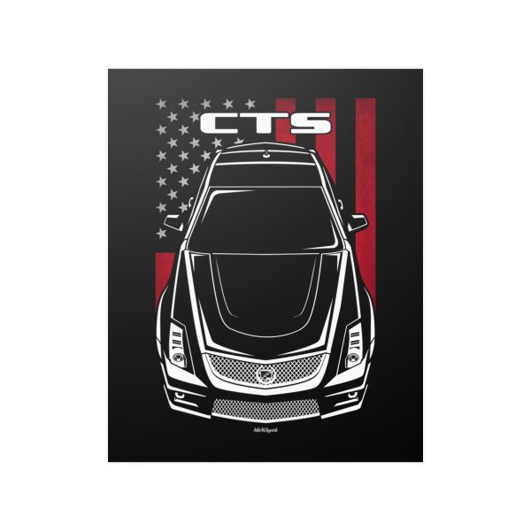 Cadillac CTS V 2011-2015 Poster - US Flag Print 16 x 20 inch by Auto Art Apparel
