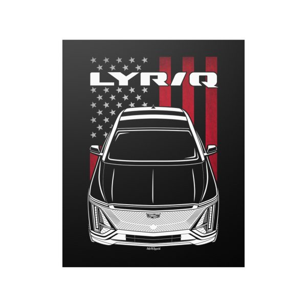Cadillac Lyriq Poster - US Flag Print 16 x 20 inch by Auto Art Apparel