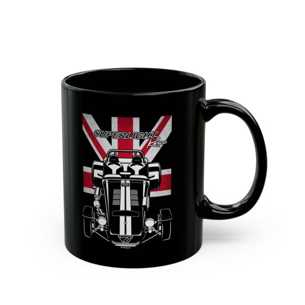Caterham Superlight R500 White Stripes Mug - UK Flag Coffee Mug 11 oz by Auto Art Apparel