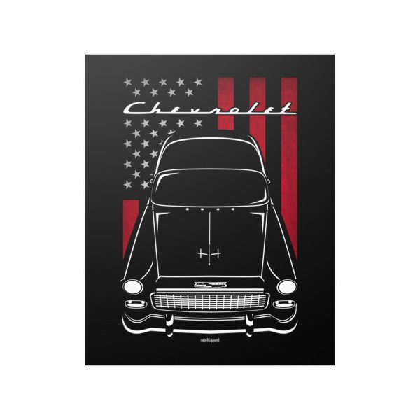 Chevrolet 150 Utility Sedan 1955 Poster - US Flag Print 16 x 20 inch by Auto Art Apparel