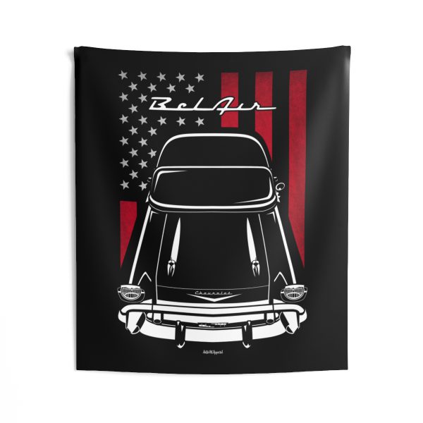 Chevrolet Bel Air 1957 Tapestry - US Flag Wall Art 50 x 60 inch by Auto Art Apparel