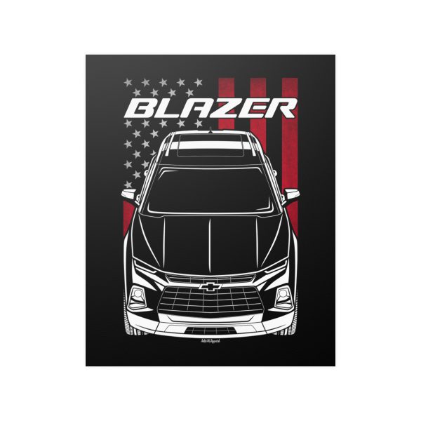 Chevrolet Blazer 2019-2022 Poster - US Flag Print 16 x 20 inch by Auto Art Apparel
