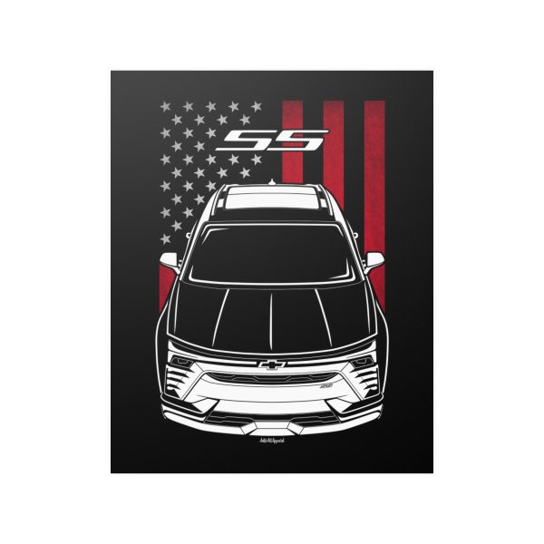 Chevrolet Blazer EV SS 2023-2024 Poster - US Flag Print 16 x 20 inch by Auto Art Apparel