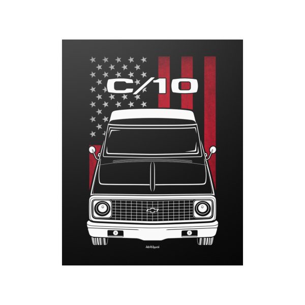 Chevrolet C10 1972 Poster - US Flag Print 16 x 20 inch by Auto Art Apparel