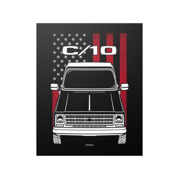 Chevrolet C10 1979 Poster - US Flag Print 16 x 20 inch by Auto Art Apparel
