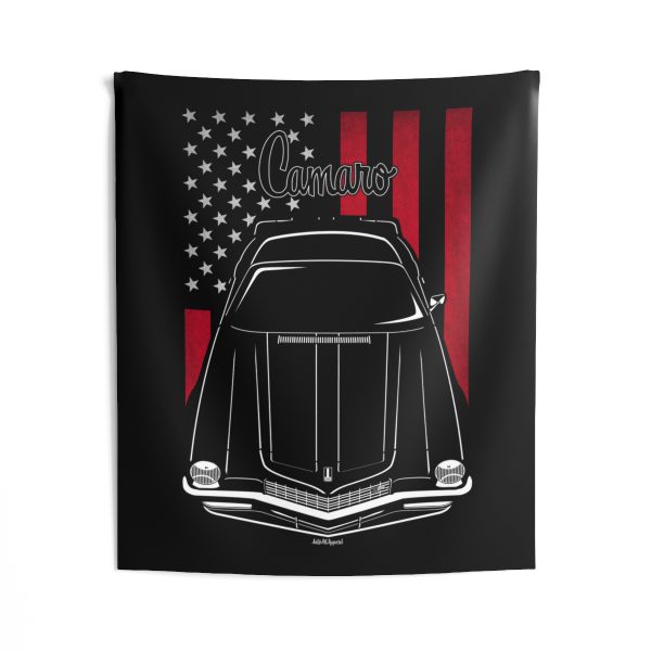 Chevrolet Camaro 2nd gen 1970 Black Stripes Tapestry - US Flag Wall Art 50 x 60 inch by Auto Art Apparel