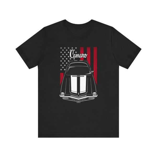 Chevrolet Camaro 2nd gen 1970 White Stripes T-shirt - US Flag Shirt by Auto Art Apparel