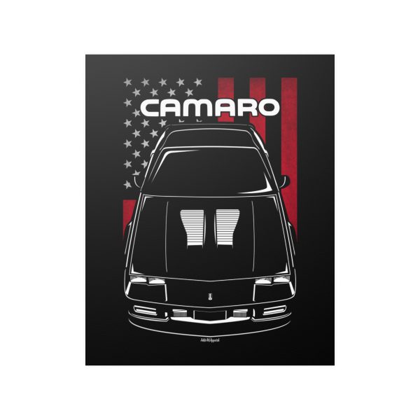 Chevrolet Camaro 3rd gen 1982-1992 Poster - US Flag Print 16 x 20 inch by Auto Art Apparel