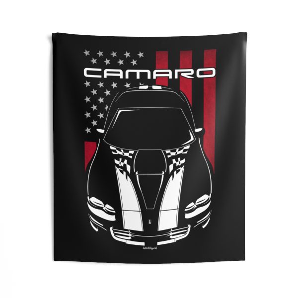 Chevrolet Camaro 4th gen 1998-2002 Anniversary edition Tapestry - US Flag Wall Art 50 x 60 inch by Auto Art Apparel