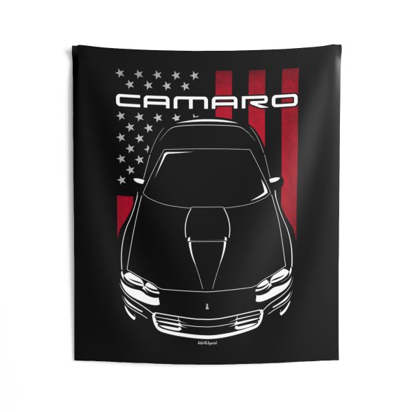 Chevrolet Camaro 4th gen 1998-2002 Tapestry - US Flag Wall Art 50 x 60 inch by Auto Art Apparel